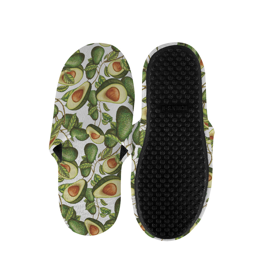 Avocado Cut In Half Drawing Print Slippers