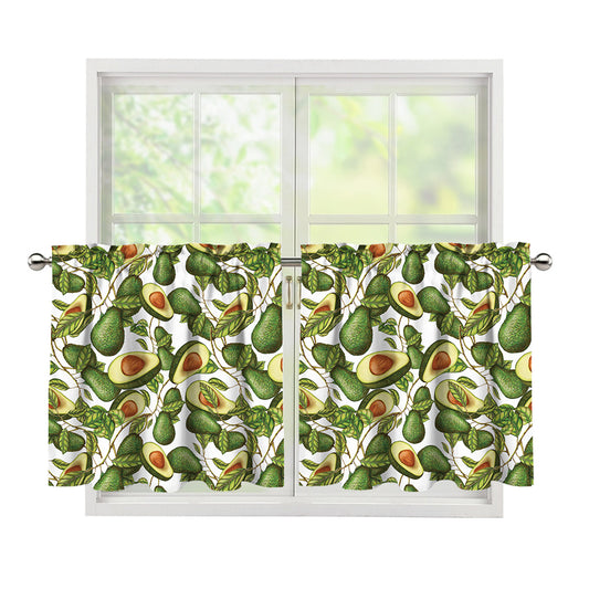 Avocado Cut In Half Drawing Print Tier Curtains