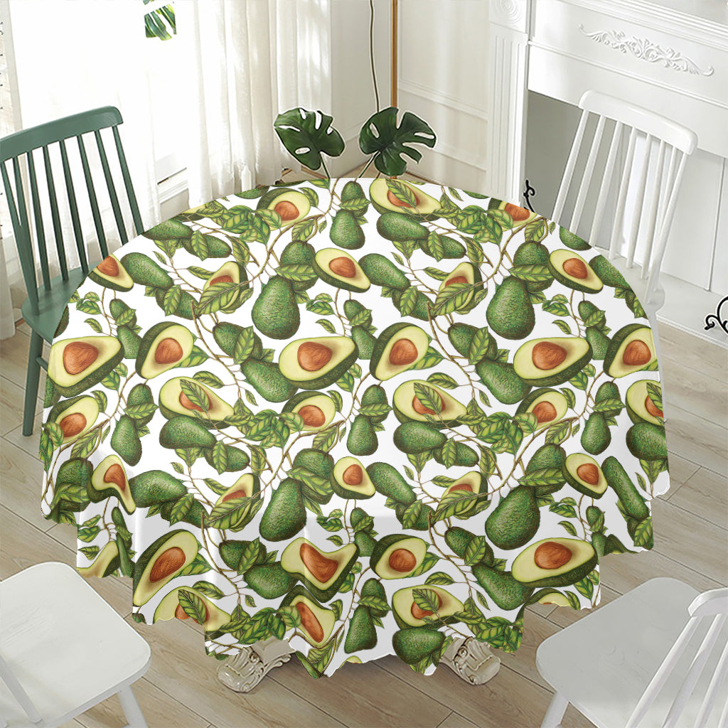 Avocado Cut In Half Drawing Print Waterproof Round Tablecloth