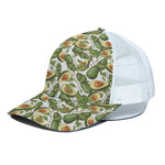 Avocado Cut In Half Drawing Print White Mesh Trucker Cap