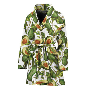 Avocado Cut In Half Drawing Print Women's Bathrobe