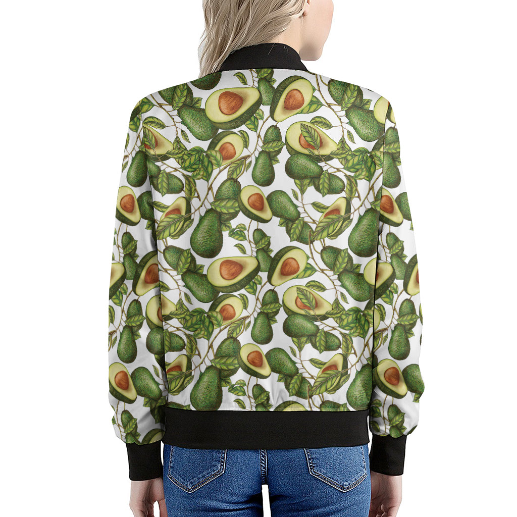 Avocado Cut In Half Drawing Print Women's Bomber Jacket