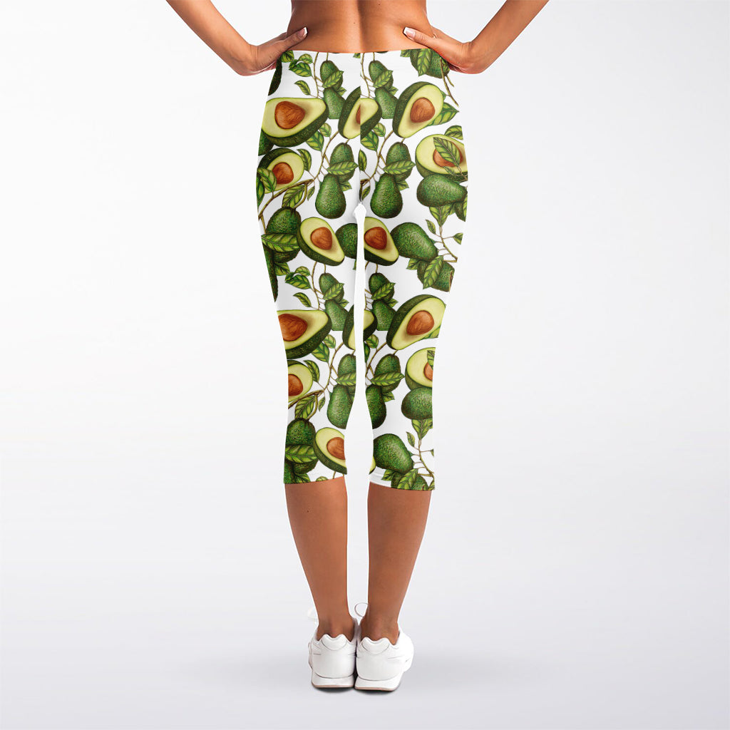 Avocado Cut In Half Drawing Print Women's Capri Leggings