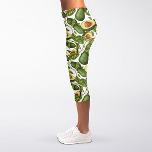 Avocado Cut In Half Drawing Print Women's Capri Leggings