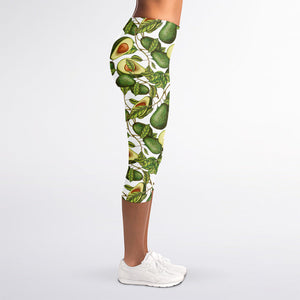 Avocado Cut In Half Drawing Print Women's Capri Leggings