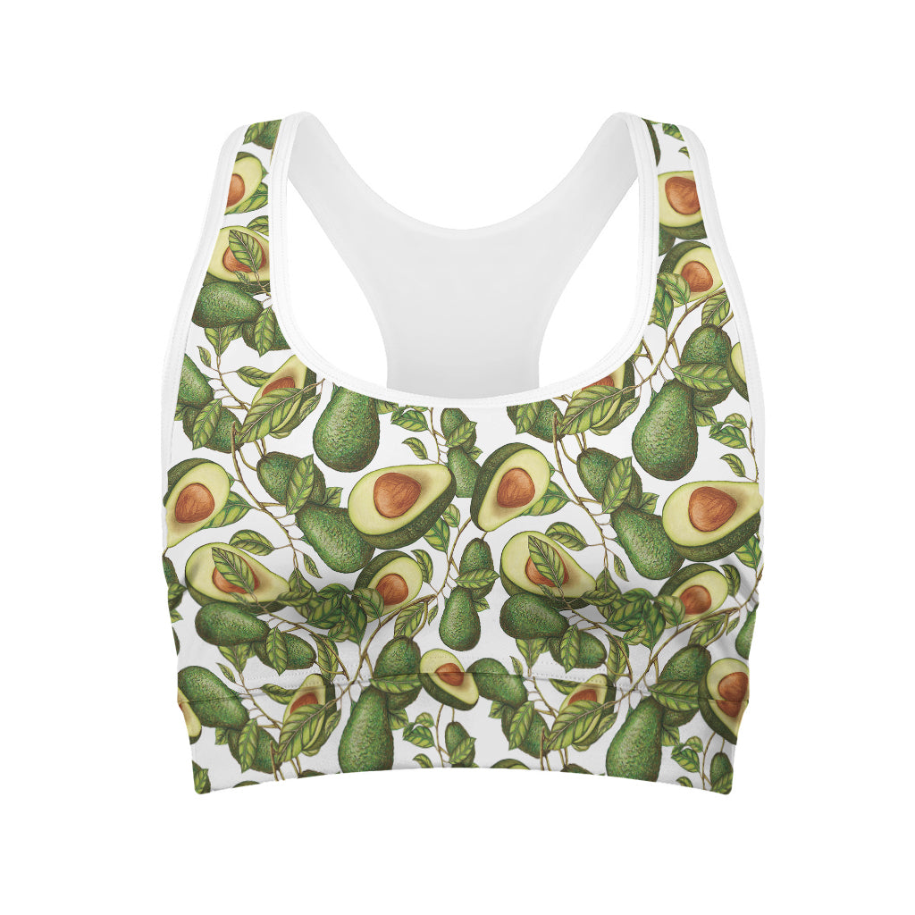 Avocado Cut In Half Drawing Print Women's Sports Bra