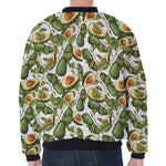 Avocado Cut In Half Drawing Print Zip Sleeve Bomber Jacket