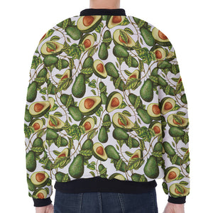 Avocado Cut In Half Drawing Print Zip Sleeve Bomber Jacket