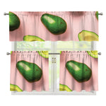 Avocado Cut In Half Pattern Print 3 Piece Kitchen Curtains