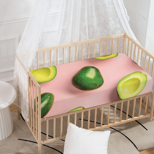 Avocado Cut In Half Pattern Print Baby Crib Sheet