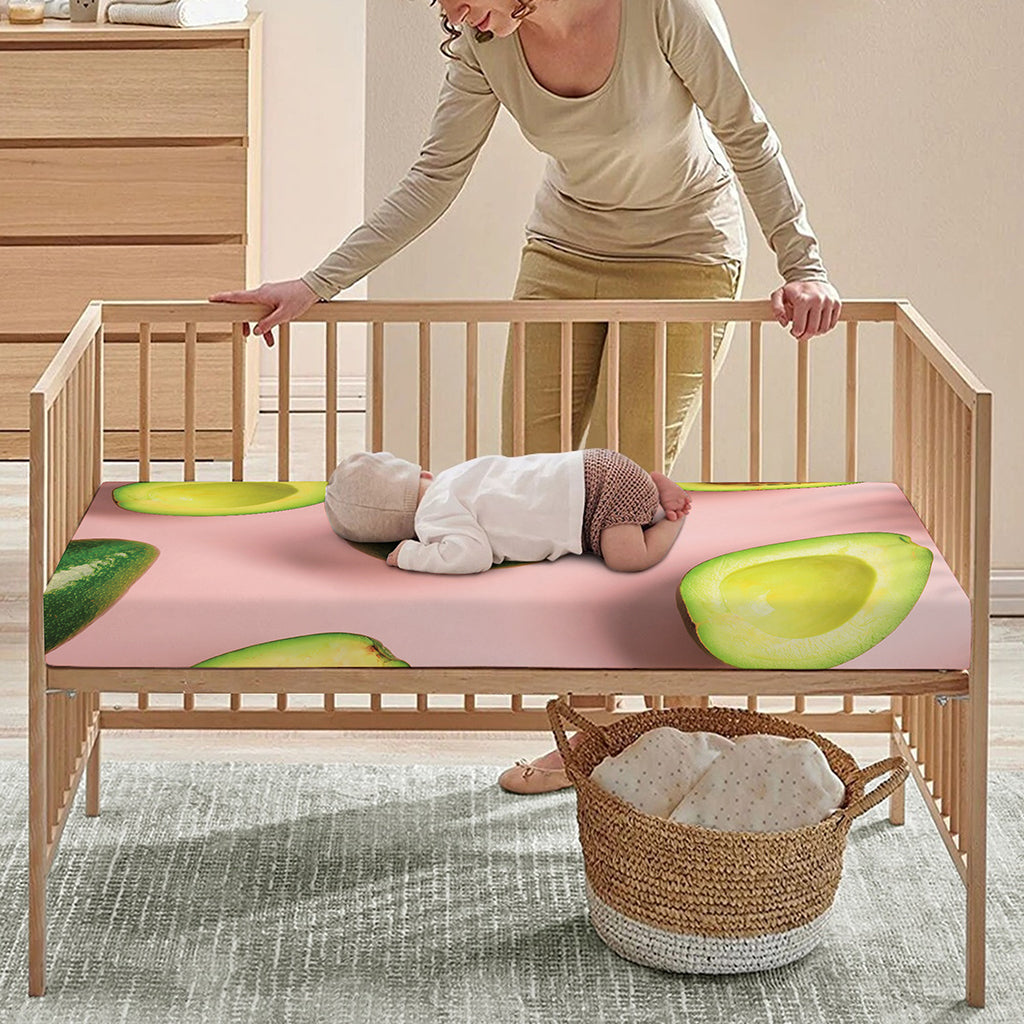 Avocado Cut In Half Pattern Print Baby Crib Sheet