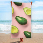 Avocado Cut In Half Pattern Print Beach Towel