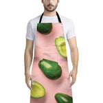 Avocado Cut In Half Pattern Print Bib Apron With Pocket