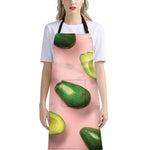 Avocado Cut In Half Pattern Print Bib Apron With Pocket