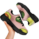 Avocado Cut In Half Pattern Print Black Chunky Shoes