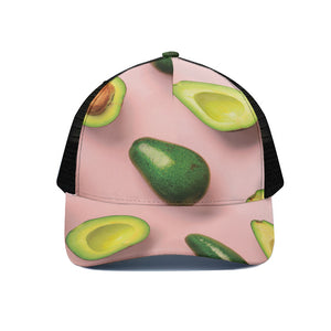 Avocado Cut In Half Pattern Print Black Mesh Trucker Cap