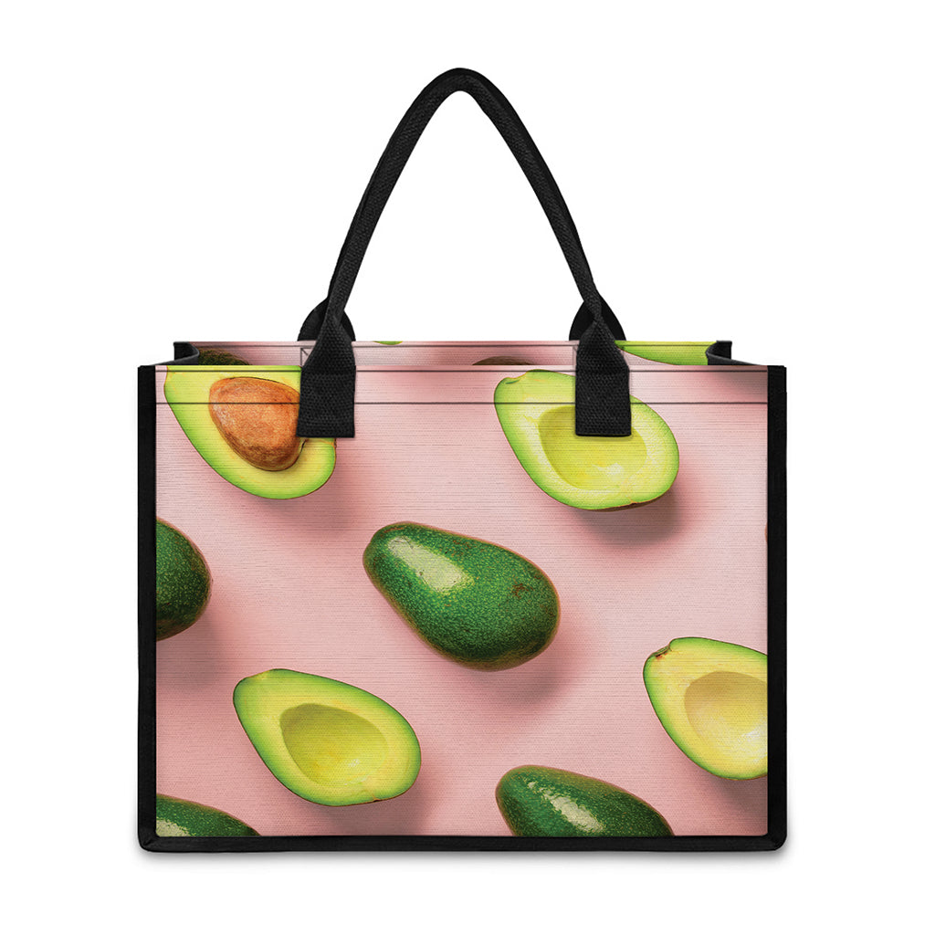 Avocado Cut In Half Pattern Print Canvas Tote Bag