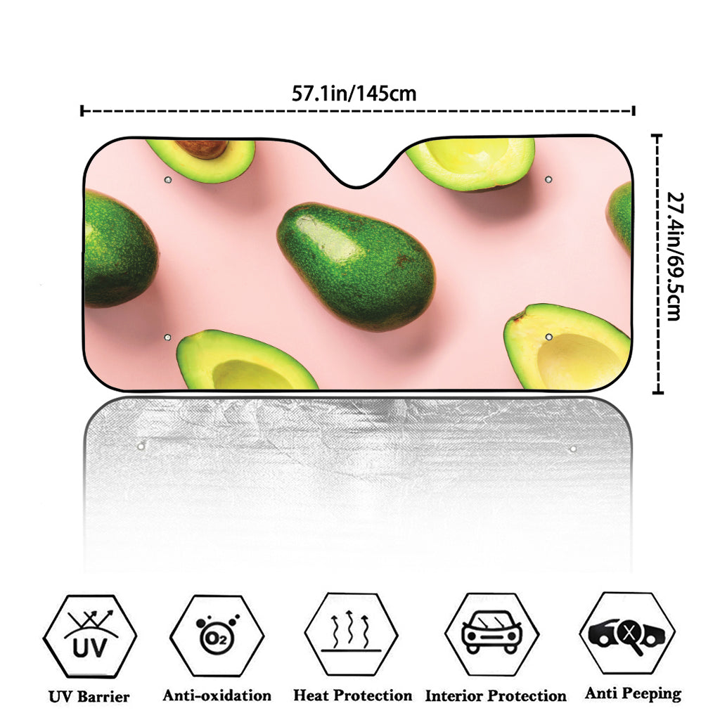 Avocado Cut In Half Pattern Print Car Windshield Sun Shade