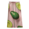 Avocado Cut In Half Pattern Print Cotton Front Slit Maxi Skirt