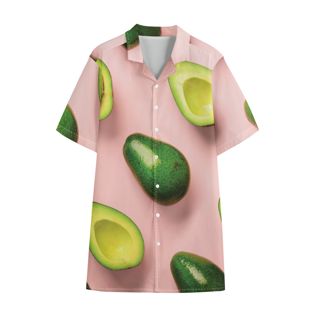 Avocado Cut In Half Pattern Print Cotton Hawaiian Shirt