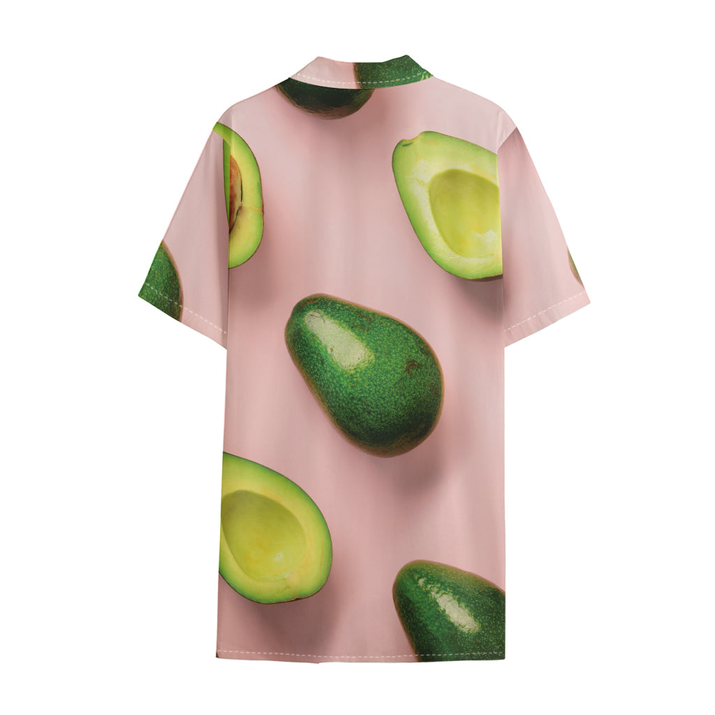 Avocado Cut In Half Pattern Print Cotton Hawaiian Shirt