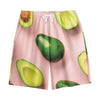 Avocado Cut In Half Pattern Print Cotton Shorts