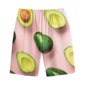 Avocado Cut In Half Pattern Print Cotton Shorts