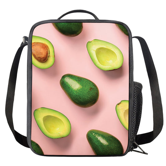 Avocado Cut In Half Pattern Print Crossbody Lunch Bag