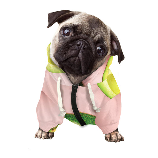 Avocado Cut In Half Pattern Print Dog Zip Up Hoodie
