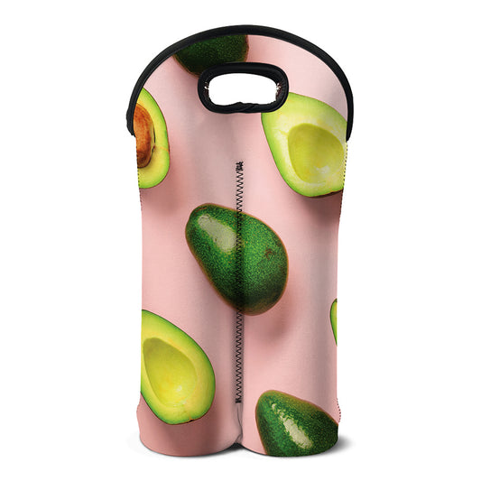Avocado Cut In Half Pattern Print Double Neoprene Wine Tote
