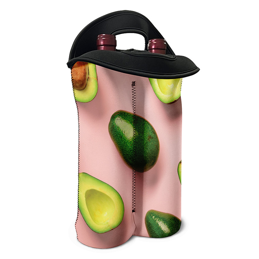 Avocado Cut In Half Pattern Print Double Neoprene Wine Tote