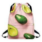 Avocado Cut In Half Pattern Print Drawstring Backpack