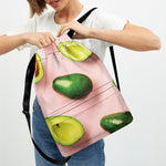 Avocado Cut In Half Pattern Print Drawstring Backpack