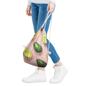 Avocado Cut In Half Pattern Print Drawstring Bag