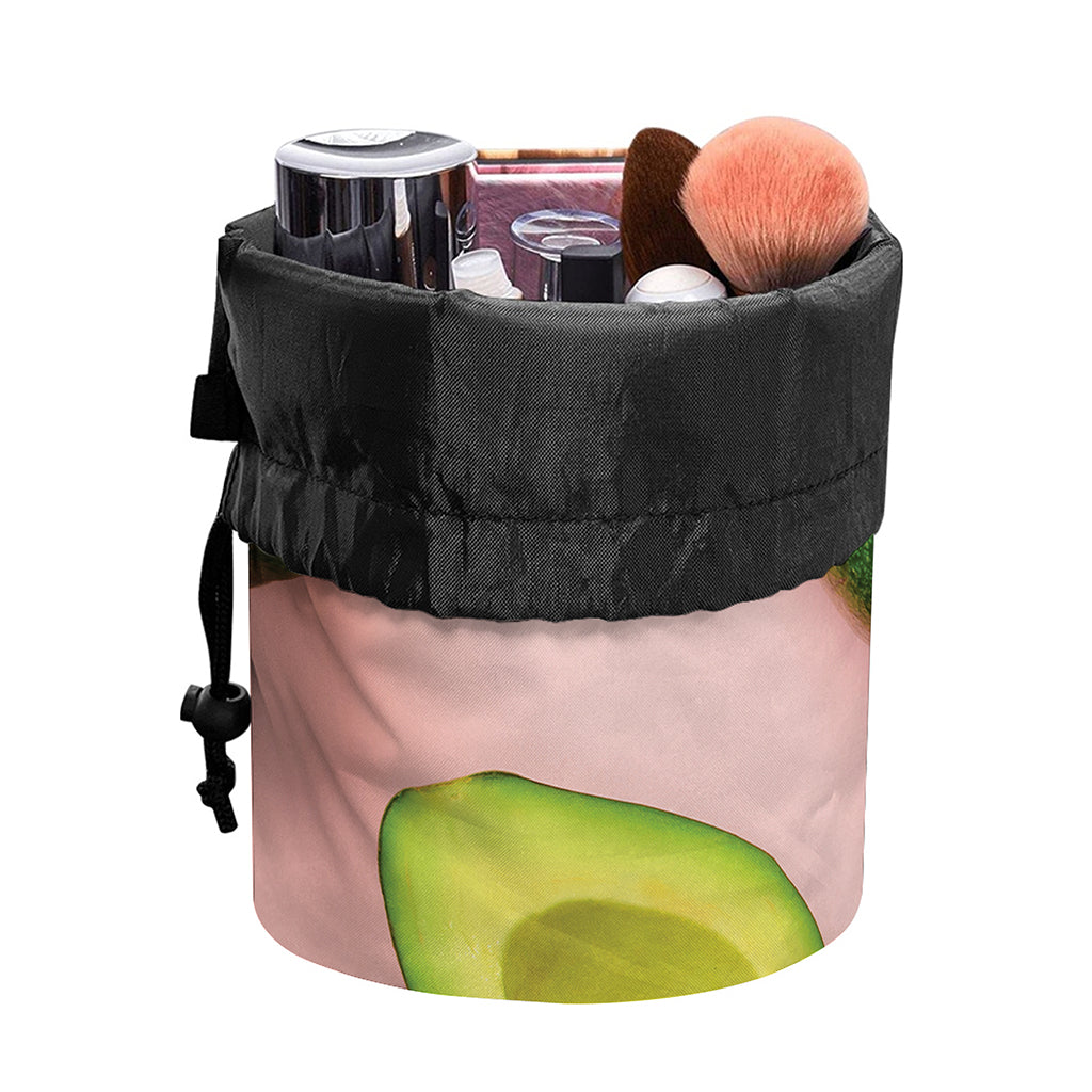 Avocado Cut In Half Pattern Print Drawstring Makeup Bag