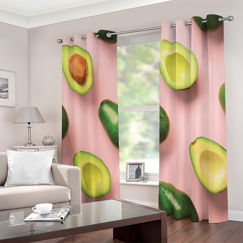 Avocado Cut In Half Pattern Print Extra Wide Grommet Curtains