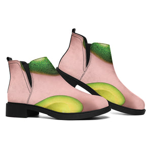 Avocado Cut In Half Pattern Print Flat Ankle Boots