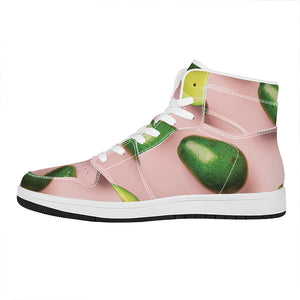 Avocado Cut In Half Pattern Print High Top Leather Sneakers