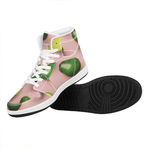 Avocado Cut In Half Pattern Print High Top Leather Sneakers