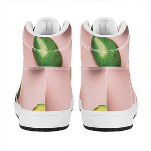 Avocado Cut In Half Pattern Print High Top Leather Sneakers