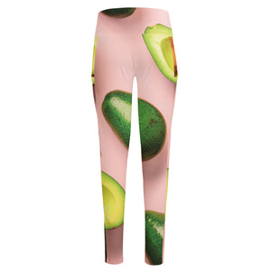 Avocado Cut In Half Pattern Print High-Waisted Pocket Leggings