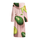 Avocado Cut In Half Pattern Print Hooded Bathrobe