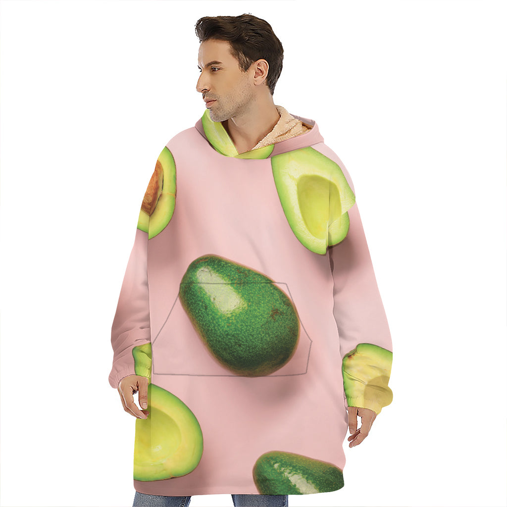 Avocado Cut In Half Pattern Print Hoodie Blanket