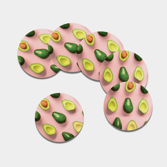 Avocado Cut In Half Pattern Print Leather Coaster Set