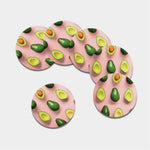 Avocado Cut In Half Pattern Print Leather Coaster Set