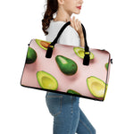 Avocado Cut In Half Pattern Print Leather Duffle Bag