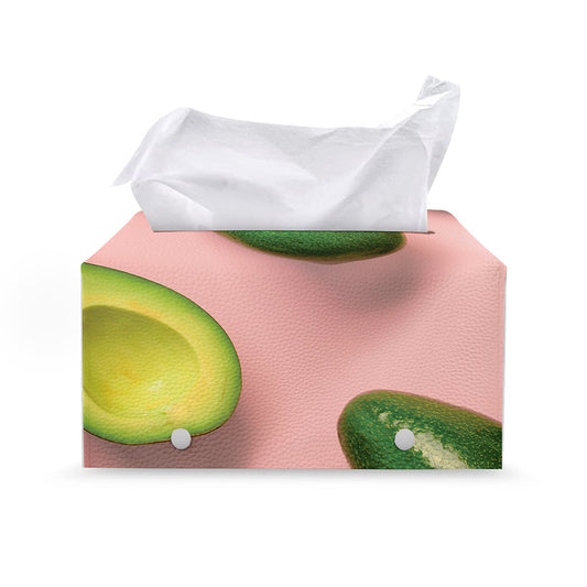 Avocado Cut In Half Pattern Print Leather Tissue Box Cover