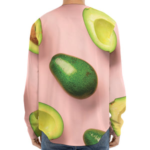 Avocado Cut In Half Pattern Print Long Sleeve Baseball Jersey