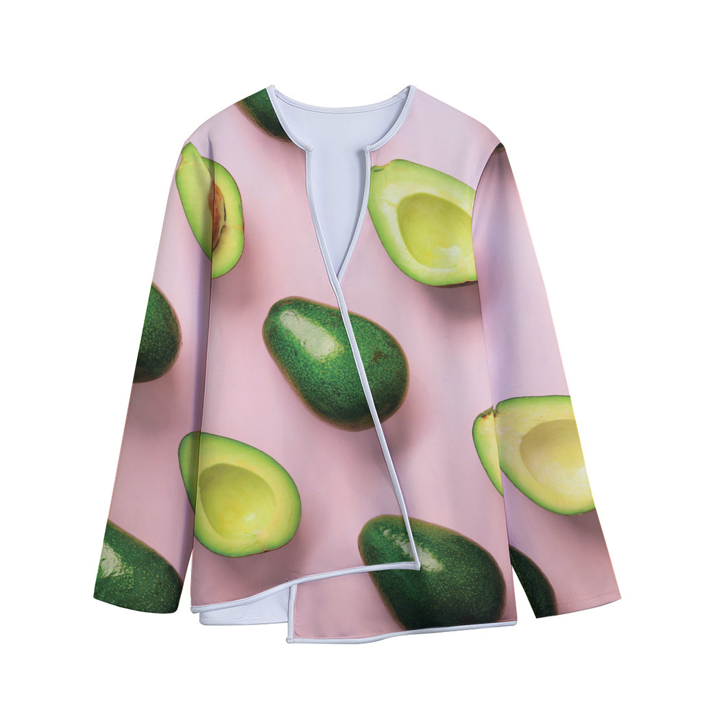 Avocado Cut In Half Pattern Print Long Sleeve Short Coat