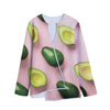 Avocado Cut In Half Pattern Print Long Sleeve Short Coat